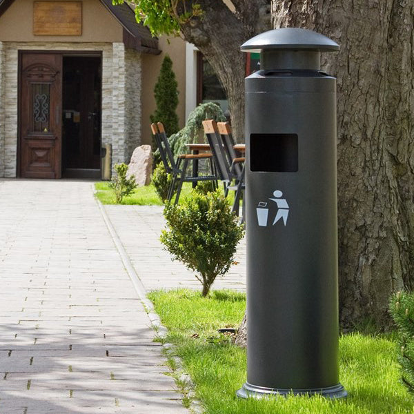 Cestino autoportante con posacenere a colonna e coperchio - Top Eventi Store