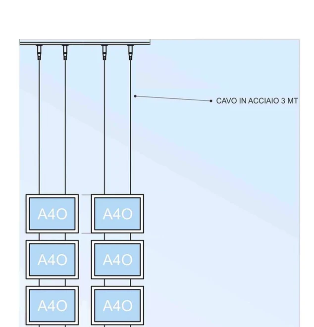 Vitrine ALL INCLUSIVE LED avec 6 pochettes horizontales A4 recto-verso