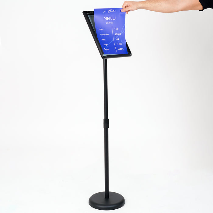 Leggio in Metallo Verniciato Nero Regolabile con Cornice A4 — CRLG41