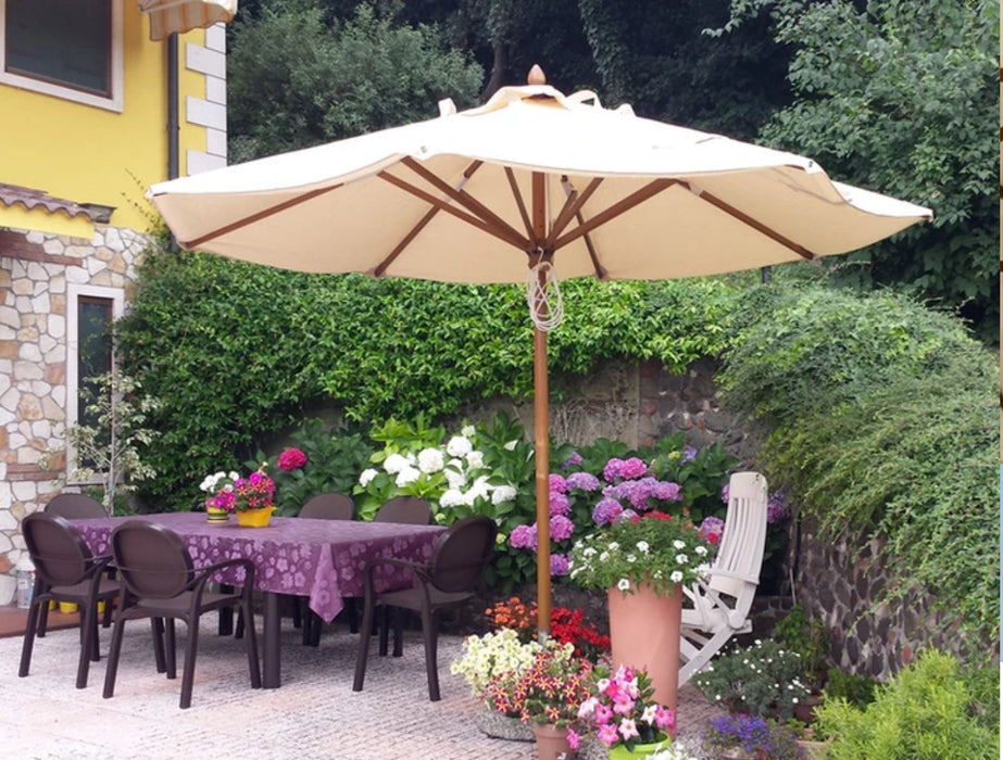 Ombrellone in legno palo centrale telo rotondo