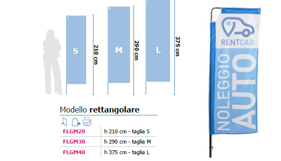 Bandiera RETTANGOLARE con stampa varie misure