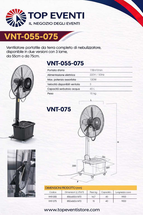 Ventilateur brumisateur professionnel 41 Lt