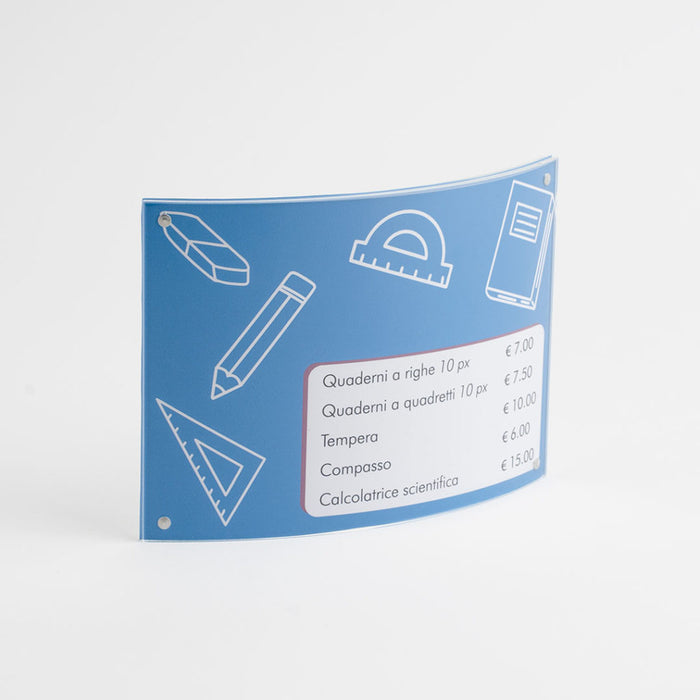 Porta avvisi da banco magnetico profilo curvo Monofacciale Orizzontale