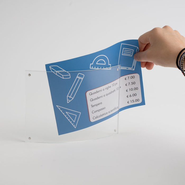 Porta avvisi da banco magnetico profilo curvo Monofacciale Orizzontale