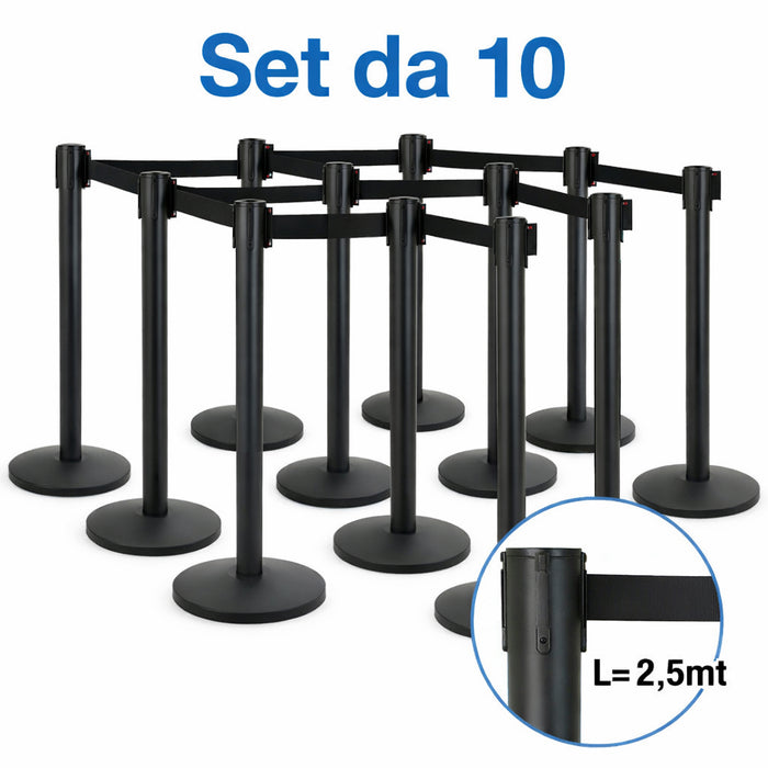 Set 10 Colonnine Segnapercorso Tendinastro Nero EasyTOP
