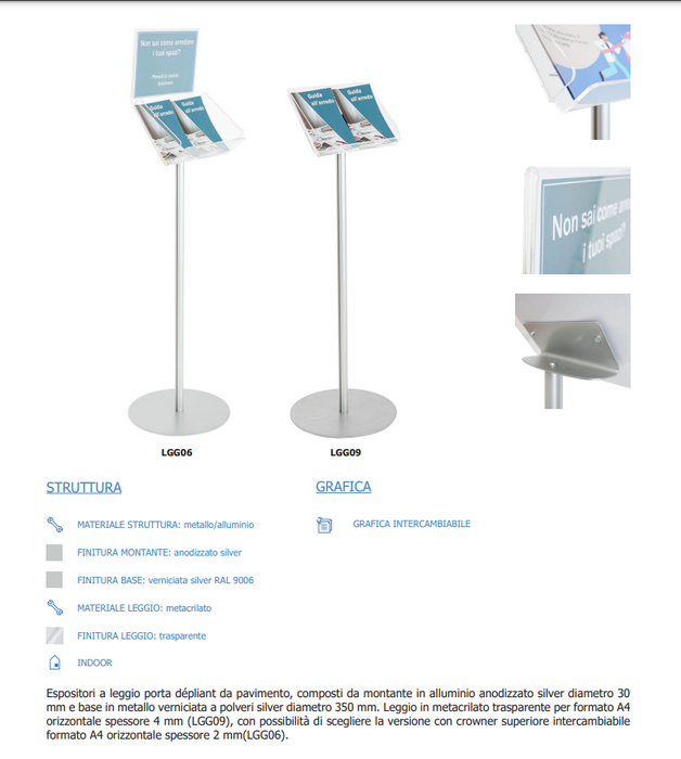 Espositore in plexiglass con contenitore A4 orizzontale