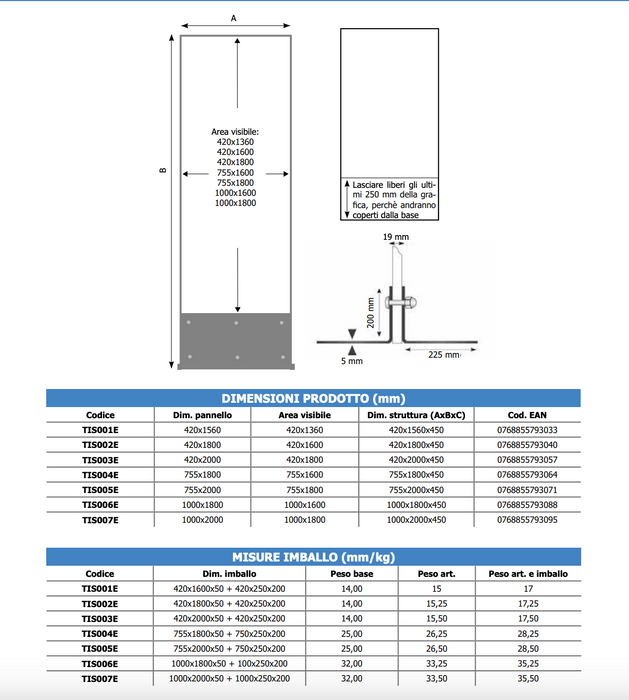 Totem Comunicazione con base a T LINEA EASY