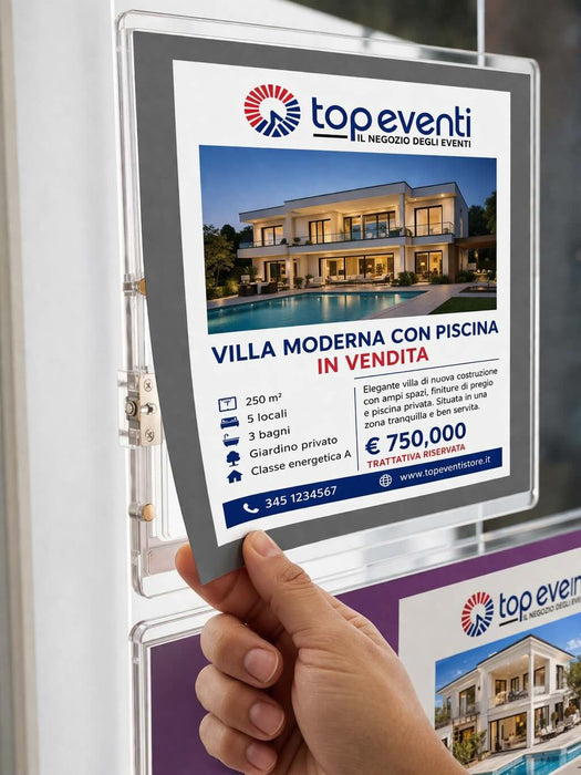 ALL INCLUSIVE Vitrine LED 9 poches verticales A4 recto-verso