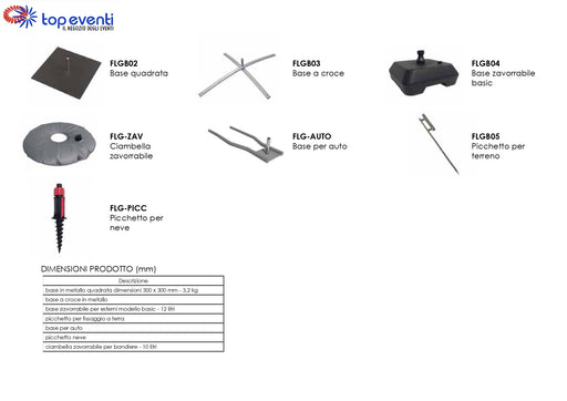 Base A CROCE per Bandiere pubblicitarie - Top Eventi Store