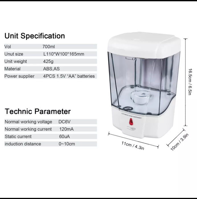 Dispenser Automatico da Parete 700 ml - Top Eventi Store