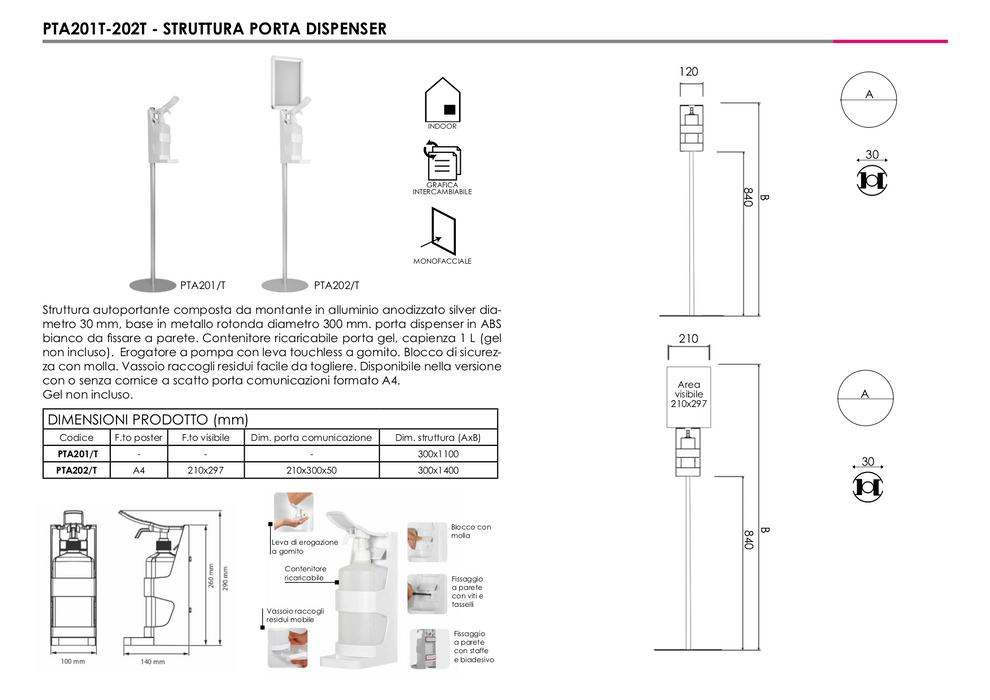 Porta dispenser autoportante con Flacone riempibile push | Top Eventi 4