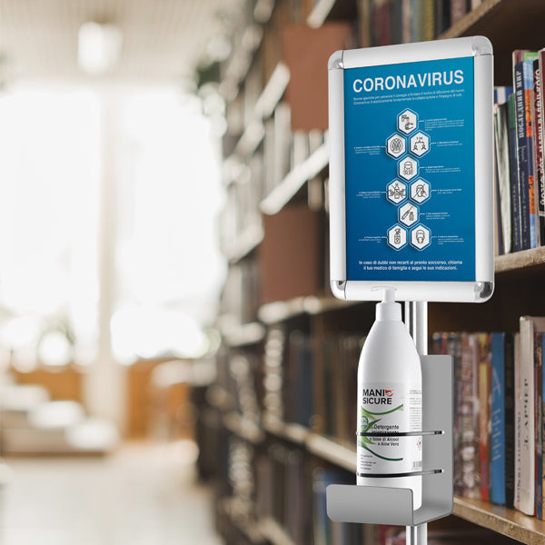 Colonnina porta Dispenser da terra con porta avvisi A4 | Top Eventi 2