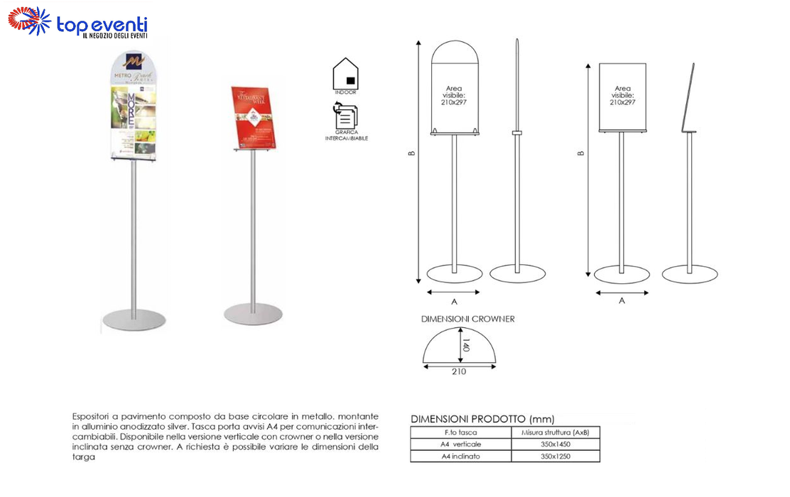 Porta Avvisi formato A4 - Top Eventi Store